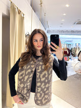 Teddy Weste mit Knopfleiste Leo Taupe