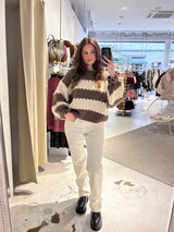 Strickpullover Gestreift mit Rüschen Braun