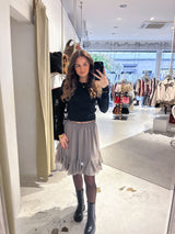 Kurzer Rock mit Rüschen Taupe