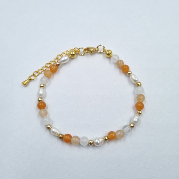 Beads By Brown Armband mit kleinen Perlen Orange-Offwhite