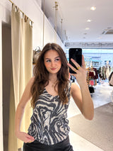 Top mit Pailletten und Zebramuster