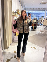 Steppweste mit Leomuster Camel