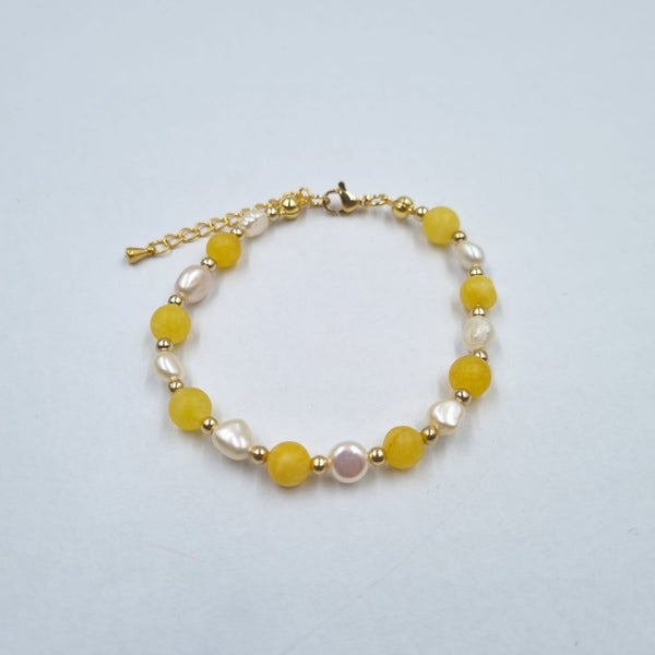 Beads By Brown Naturstein Armband Dark Mineral Yellow Matt