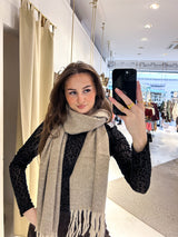 Schal mit Fransen Beige Meliert