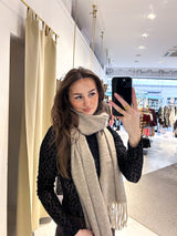 Schal mit Fransen Beige Meliert