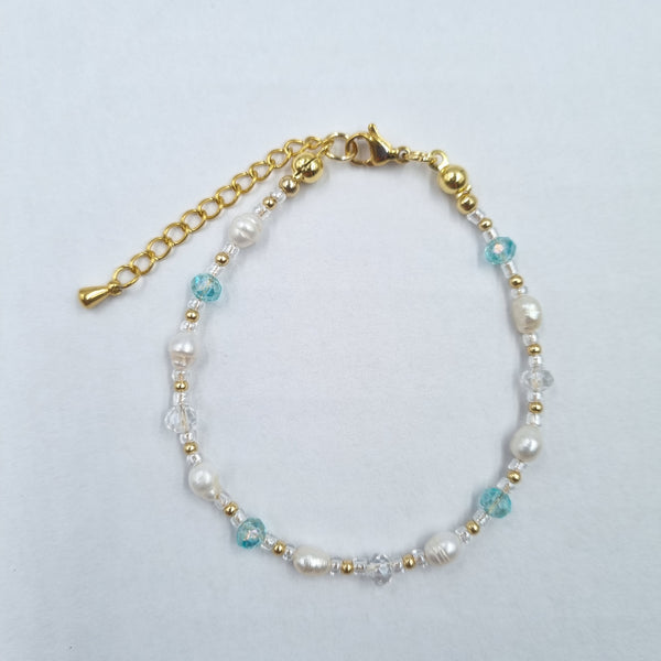 Beads By Brown Perlenmix Armband Aqua Blue High Shine