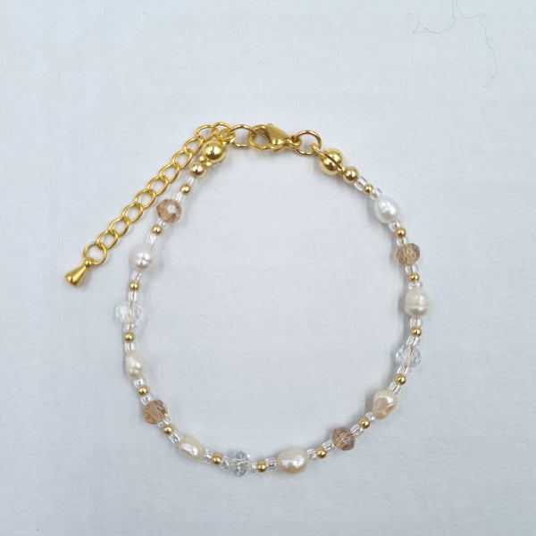 Beads By Brown Perlenmix Armband Champagne Pearl Shine