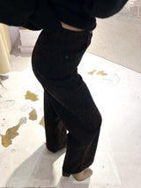 Wide Leg Jeans mit Leomuster Braun