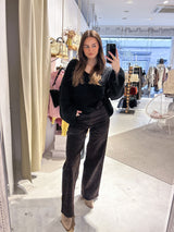 Wide Leg Jeans mit Leomuster Braun