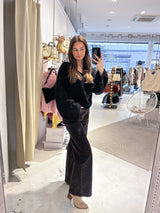 Wide Leg Jeans mit Leomuster Braun