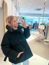 Kurze Puffer Winterjacke Schwarz