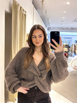 Strickpullover mit Knoten Hellbraun