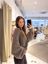 Strickpullover mit Knoten Hellbraun