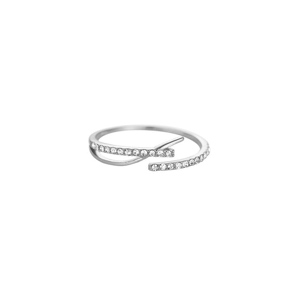 Curving Diamond Edelstahl Ring Silber