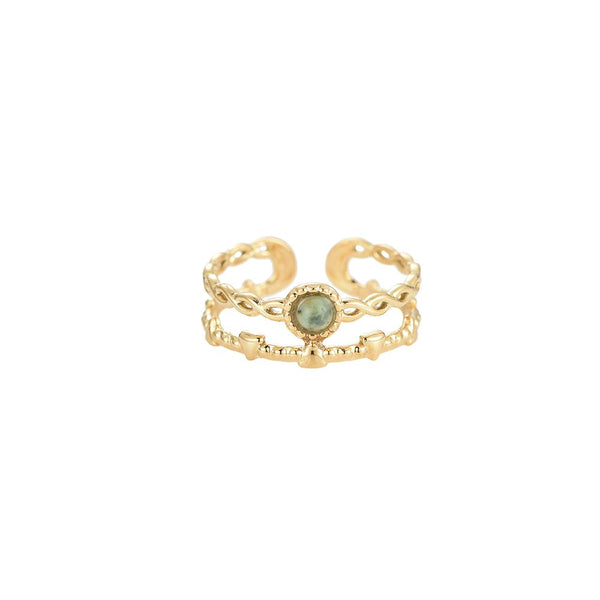 Turquoise Stone 2 Layer Edelstahl Ring Gold