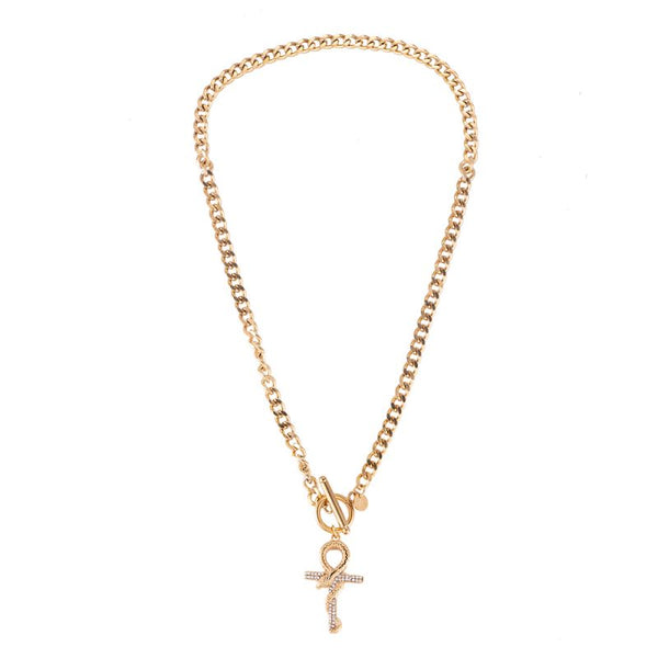 Kruzifix Snake T Clasp Edelstahl Kette Gold