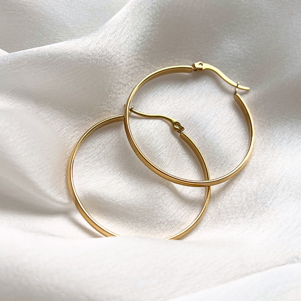 Round Hoop Edelstahl Ohrringe Gold