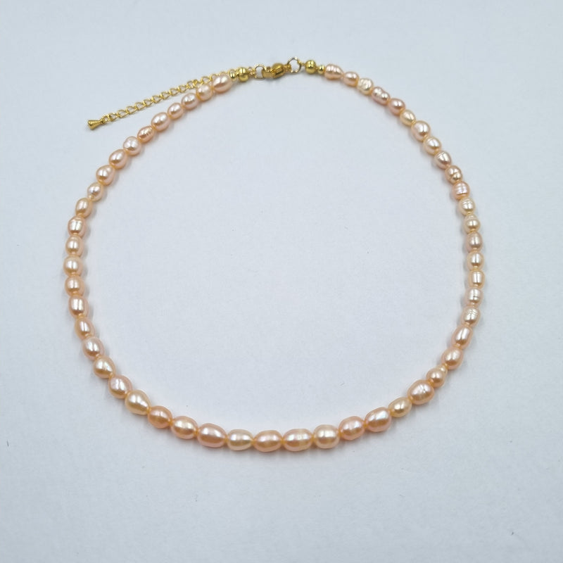 Beads By Brown Kette mit kleinen Süßwasserperlen Rose gold