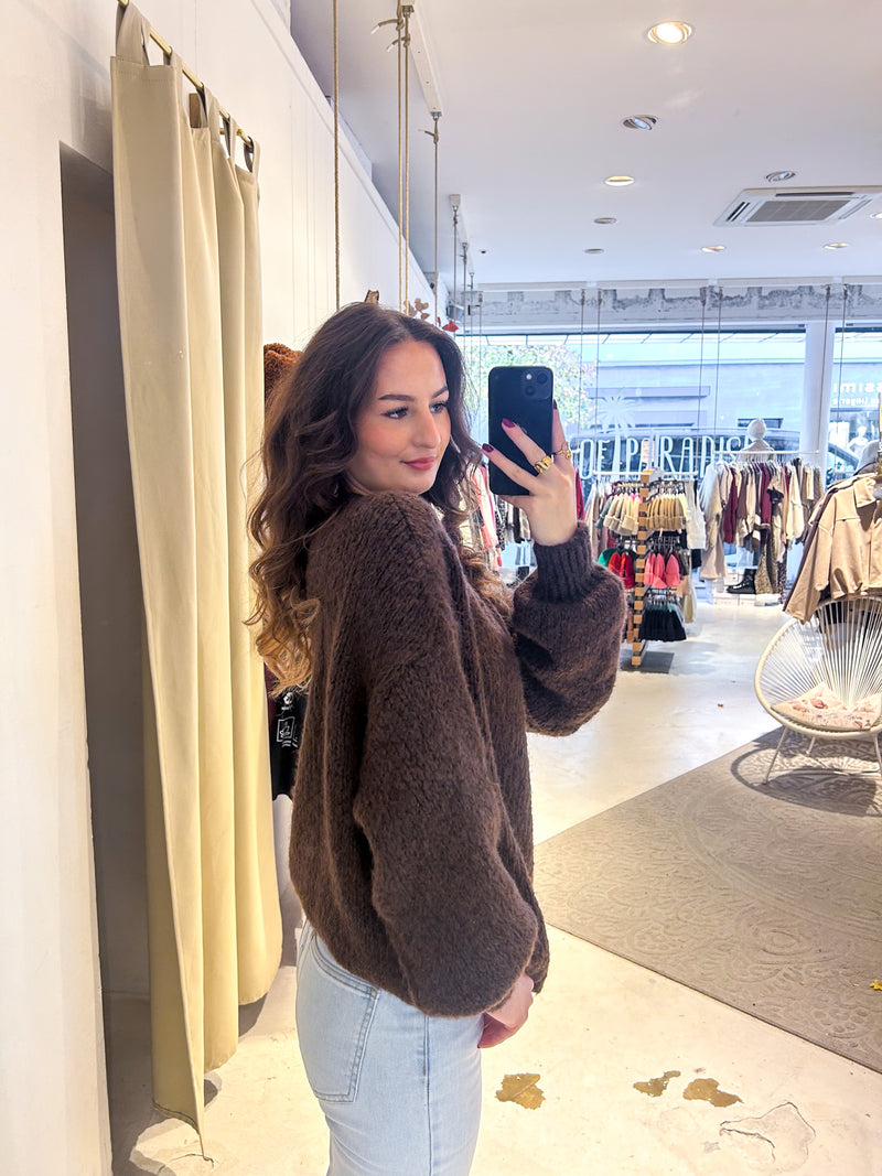 Oversized Strickpullover Braun