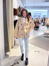 Kurzer Oversized Mantel Beige