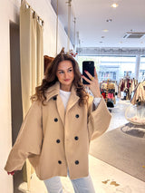 Kurzer Oversized Mantel Beige