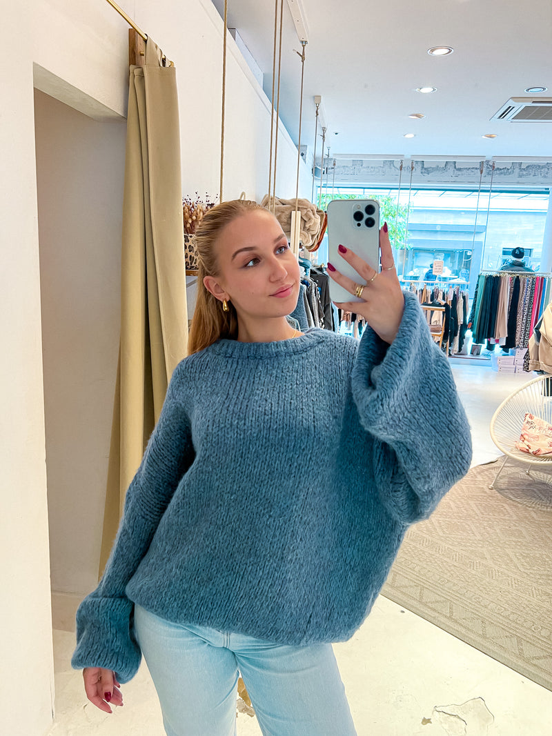 Oversized Strickpullover Blau