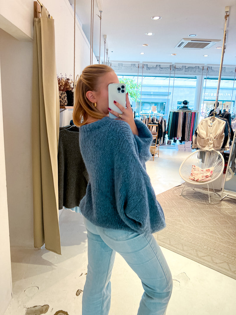 Oversized Strickpullover Blau