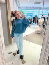 Oversized Strickpullover Blau