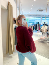 Oversized Strickpullover Weinrot