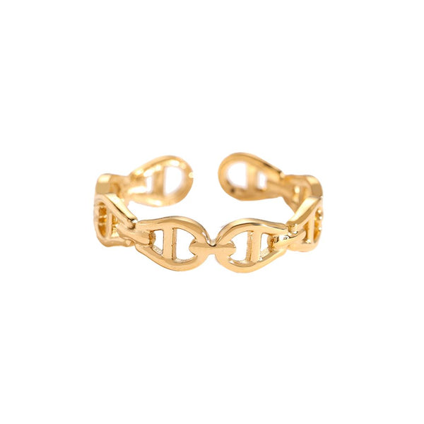 Linked Horseshoe Edelstahl Ring Gold