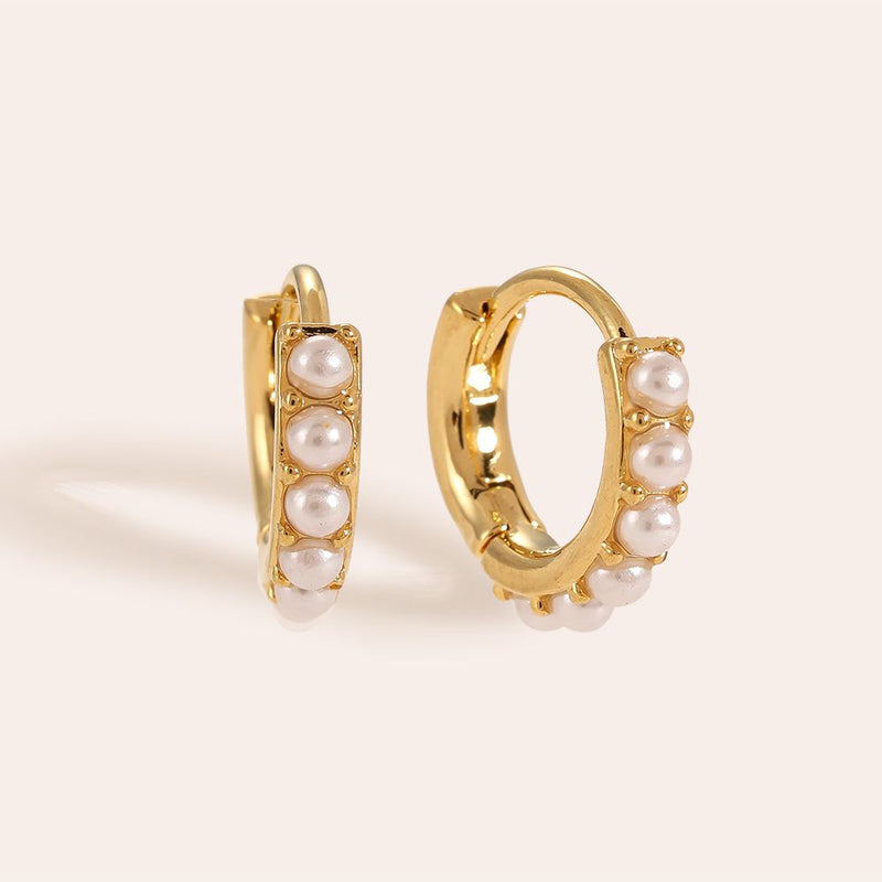 Mini Pearl Ring Edelstahl Ohrringe Gold