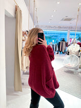 Oversized Strickjacke Weinrot