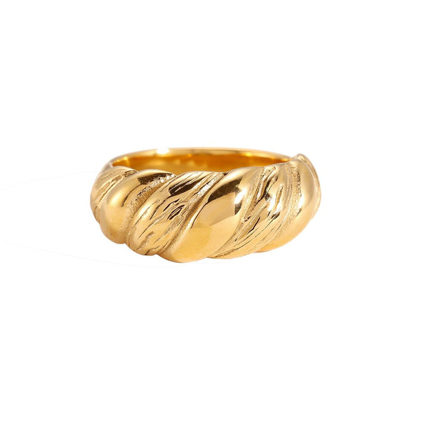 Simple Big Twist Edelstahl Ring Gold