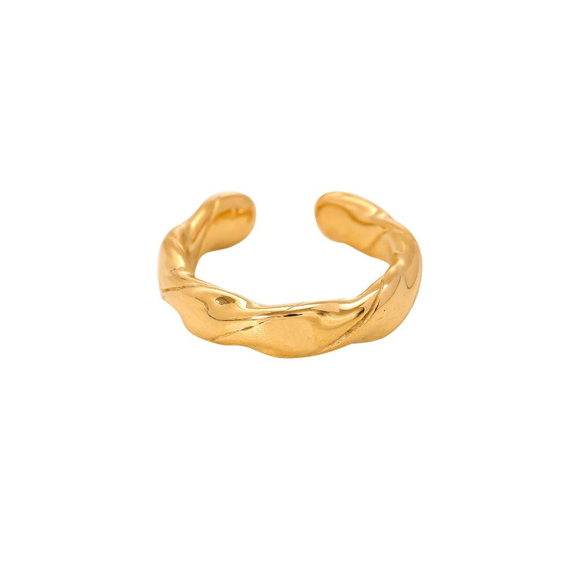 Kinked Cricle Edelstahl Ring Gold