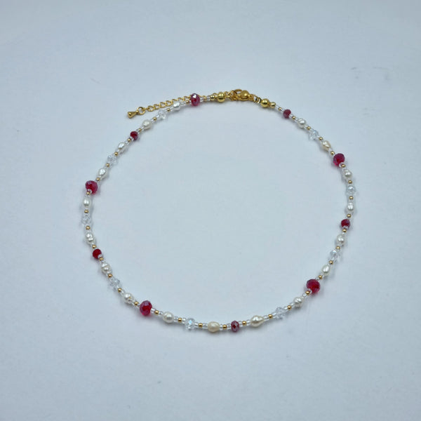 Beads By Brown Perlenmix Kette Red-Pearl Shine