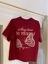 Beja Heavy Oversized Tee Washed Burgundy Red