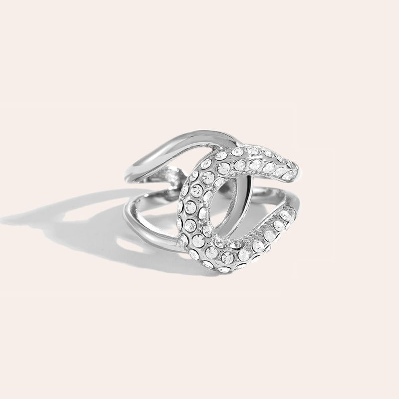 Half Diamond Edelstahl Ring Silber