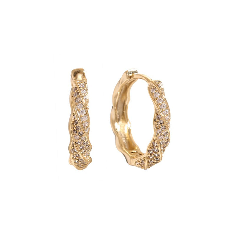 Mini Diamonds In Hoop Vergoldete Ohrringe Gold