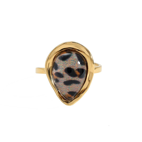 Leopard Print Edelstahl Ring Gold