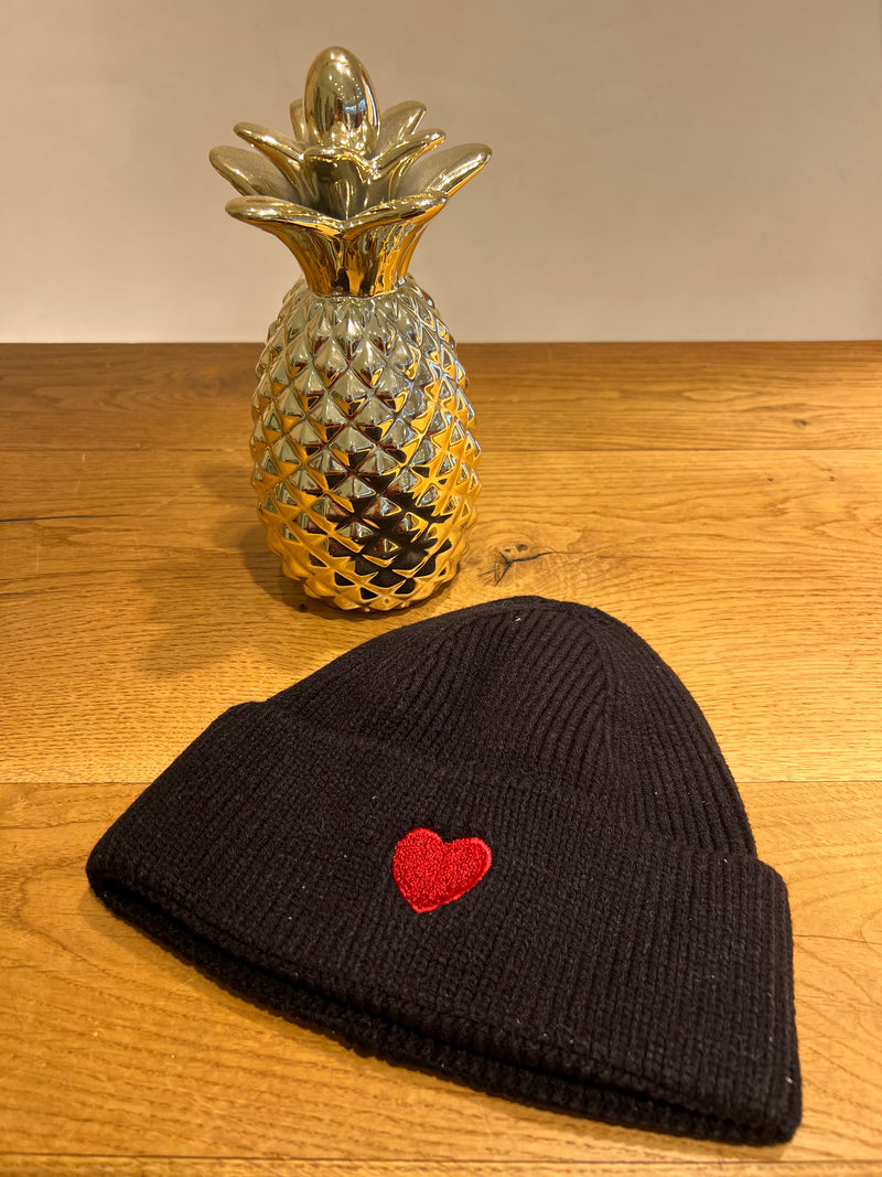 Heart Beanie Schwarz