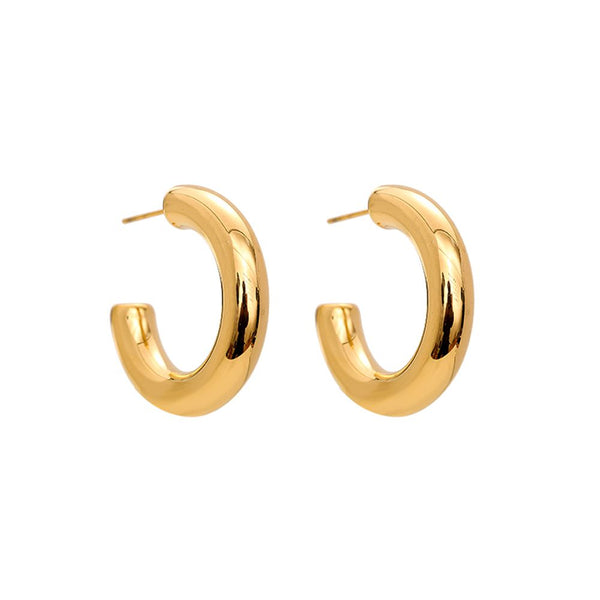 Simple Round Edelstahl Ohrringe Gold