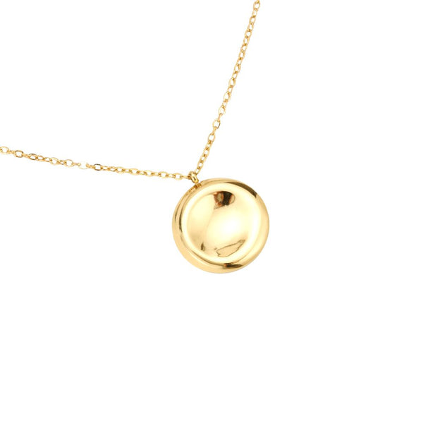 Round Plate With Sunken Simple Chain Edelstahl Halskette Gold