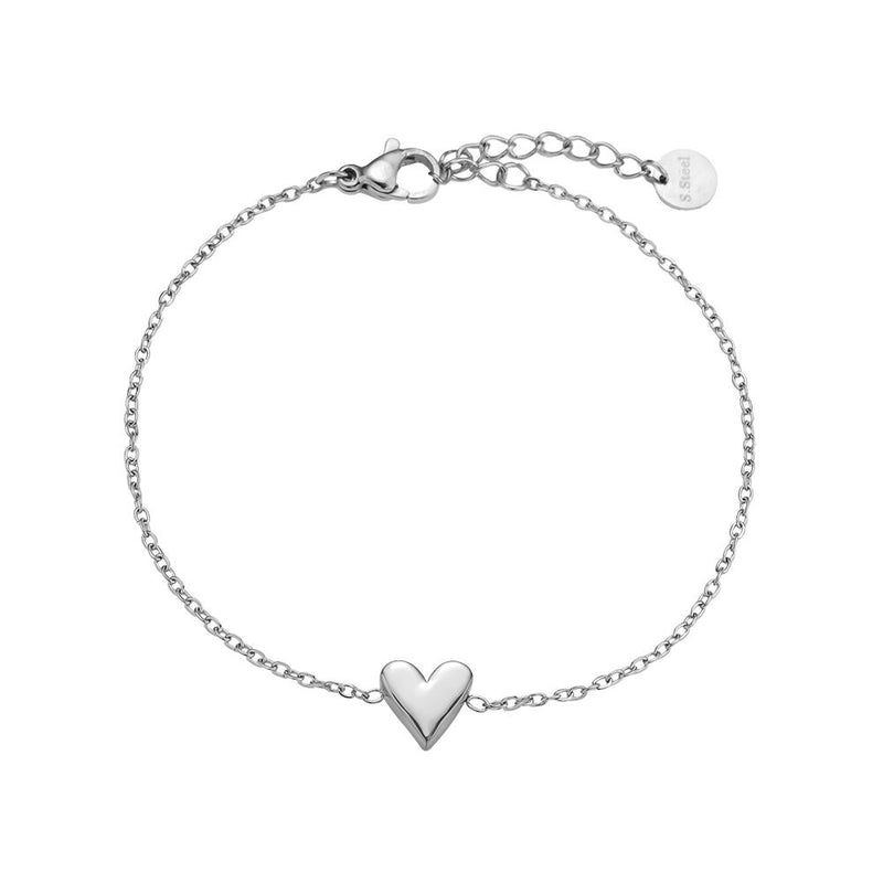 Simple Heart Edelstahl Armband Silber