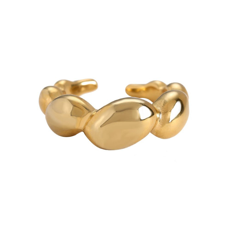 Heavy Bean Edelstahl Ring Gold