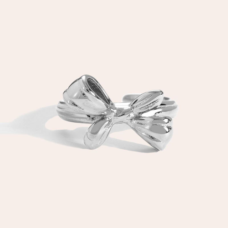 Classic Bowtie Edelstahl Ring Silber