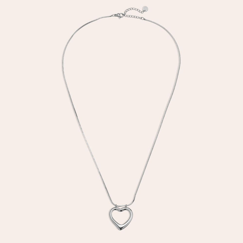 Hollow Romantic Heart Edelstahl Halskette Silber