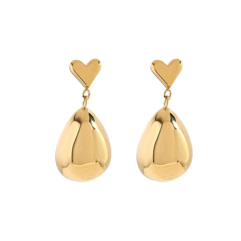 Drop With Heart Edelstahl Ohrringe Gold