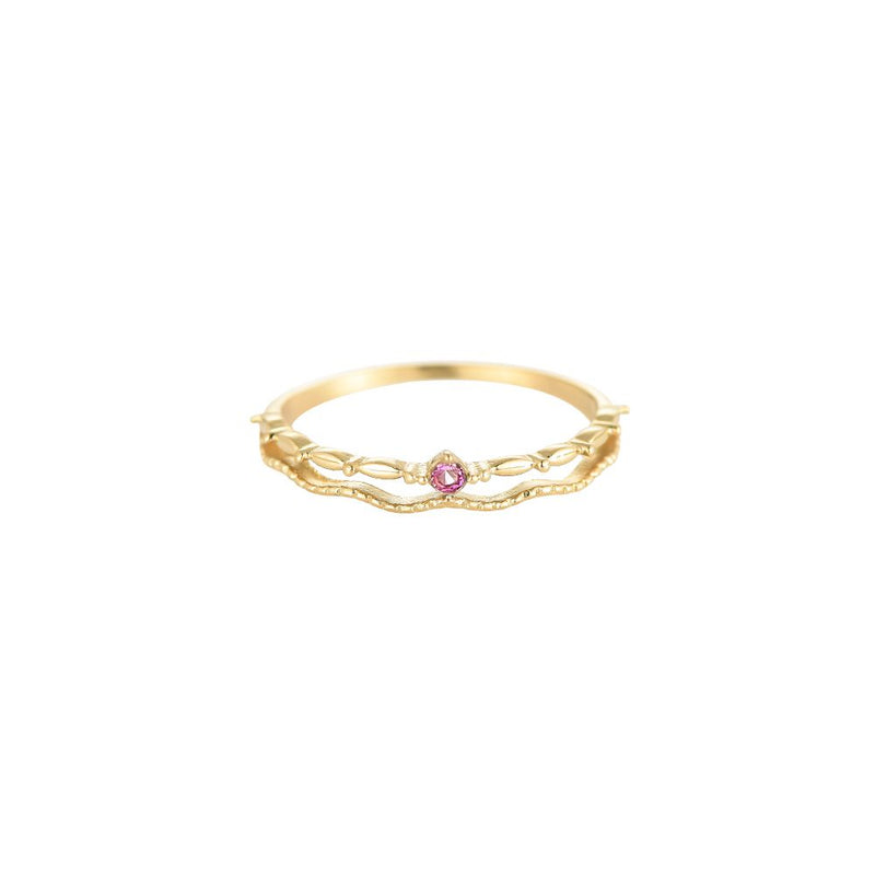 Harris Wave Edelstahl Ring Gold/Pink