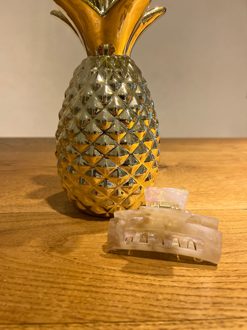Mittlere Haarklammer Beige Shiny