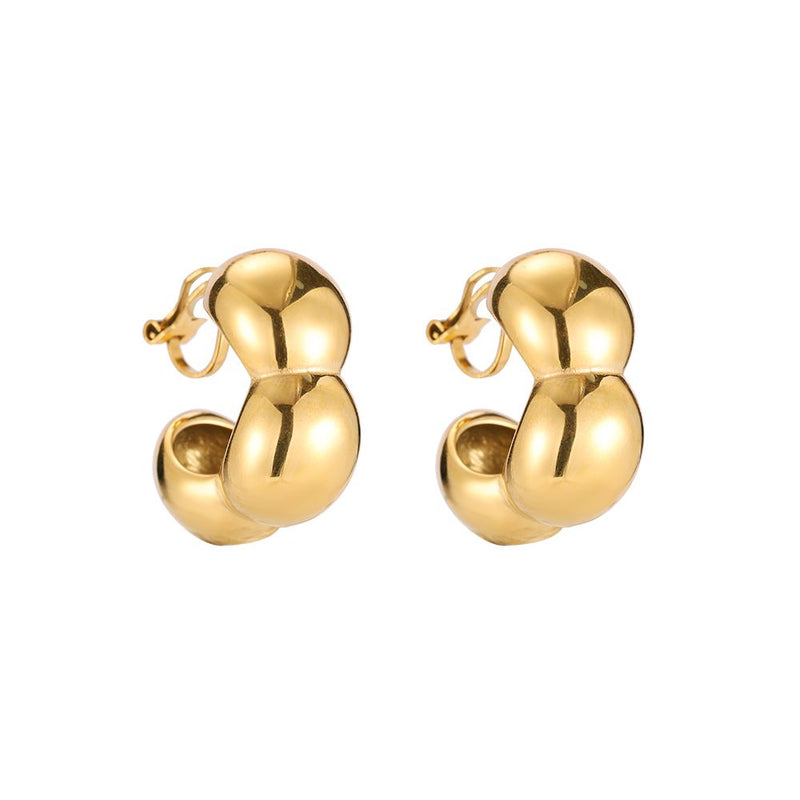 Triple Elliptical Clip Edelstahl Ohrringe Gold